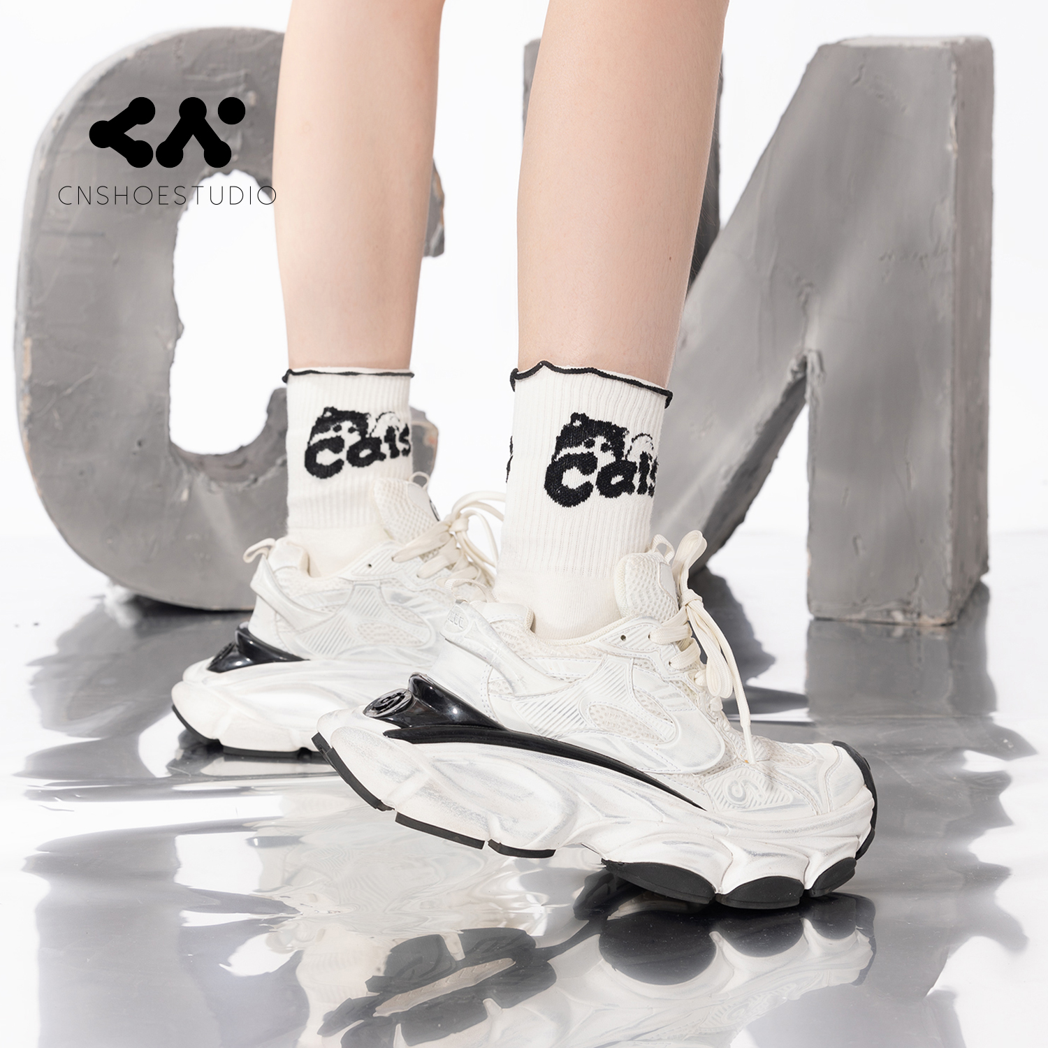 CN老爹鞋复古做旧厚底增高鞋女