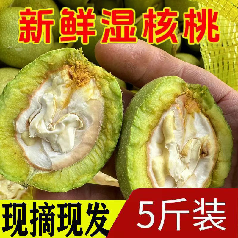 2024年鲜核桃新鲜青皮核桃去皮湿核桃薄皮嫩生核桃非纸皮黑桃新货