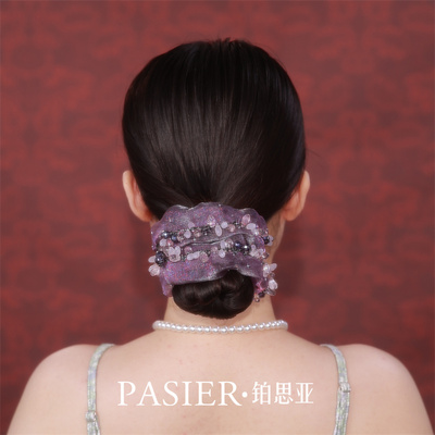 铂思亚温柔紫色大肠发圈女手工发饰高级仙气头绳蓬松盘发皮筋头饰