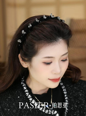 铂思亚幻夜发箍女秋冬新款波浪压发头箍法式轻奢高颅顶发捆头饰