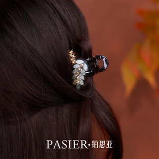 铂思亚穗安发夹女款 风麦穗抓夹优雅高级感半扎发鲨鱼夹头饰 新中式