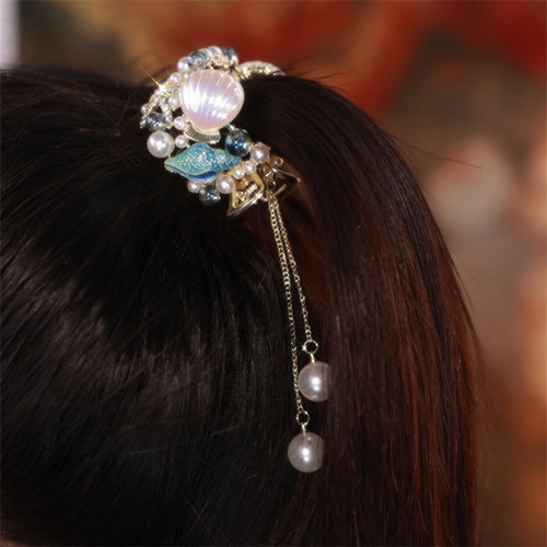 铂思亚珍珠贝壳丸子头扣