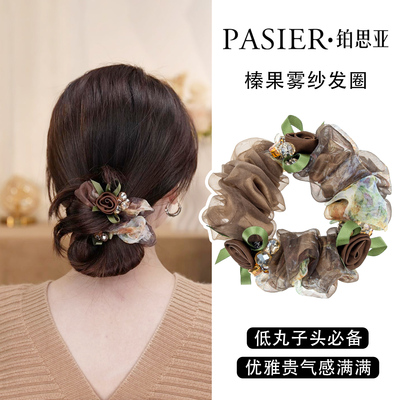 铂思亚复古花朵大肠发圈