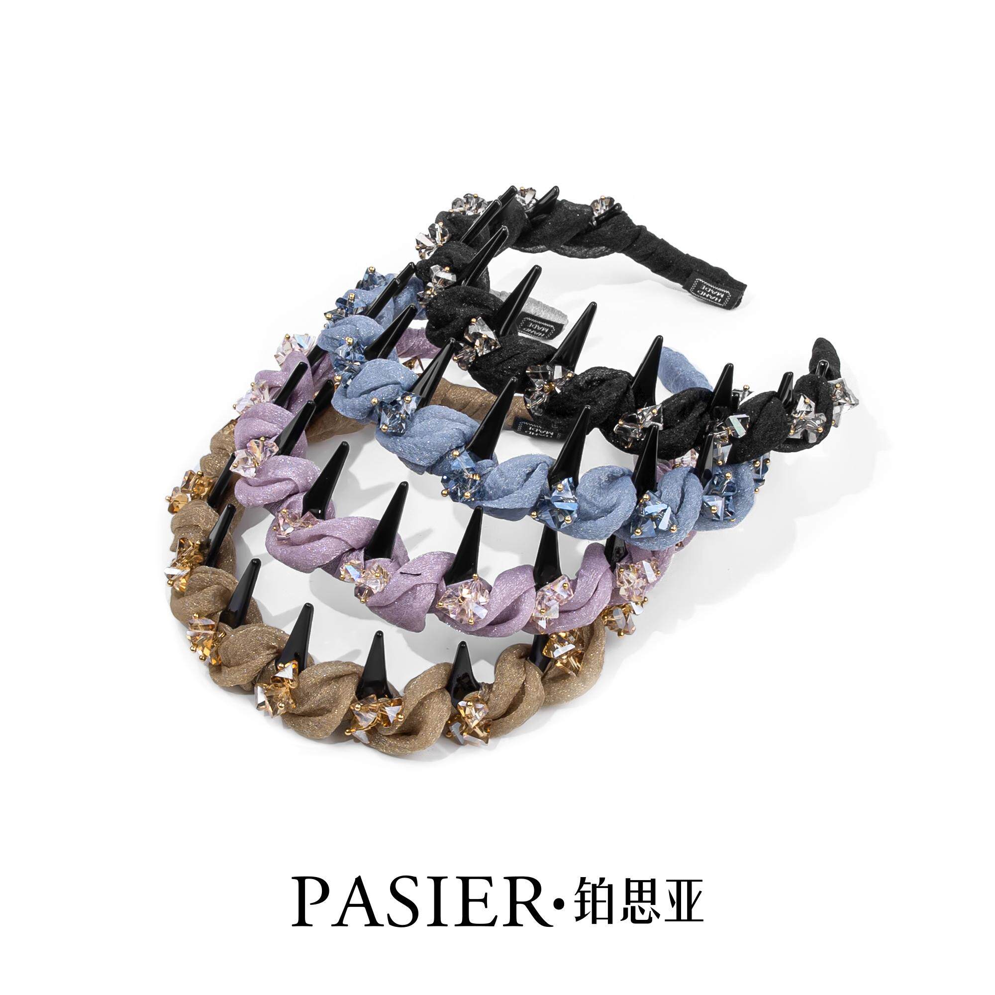 铂思亚巴黎王妃插梳发箍春夏新款手工压发头箍轻奢高颅顶发捆头饰