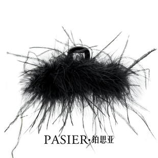 气质13厘米抓夹FB2320 轻奢浪漫感2025秋季 铂思亚赫本王妃 羽毛夹