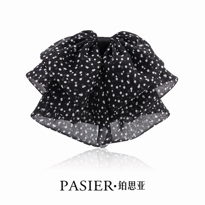 铂思亚 波点慵懒显发量懒人神器雪纺蝴蝶结马尾夹 FB1714