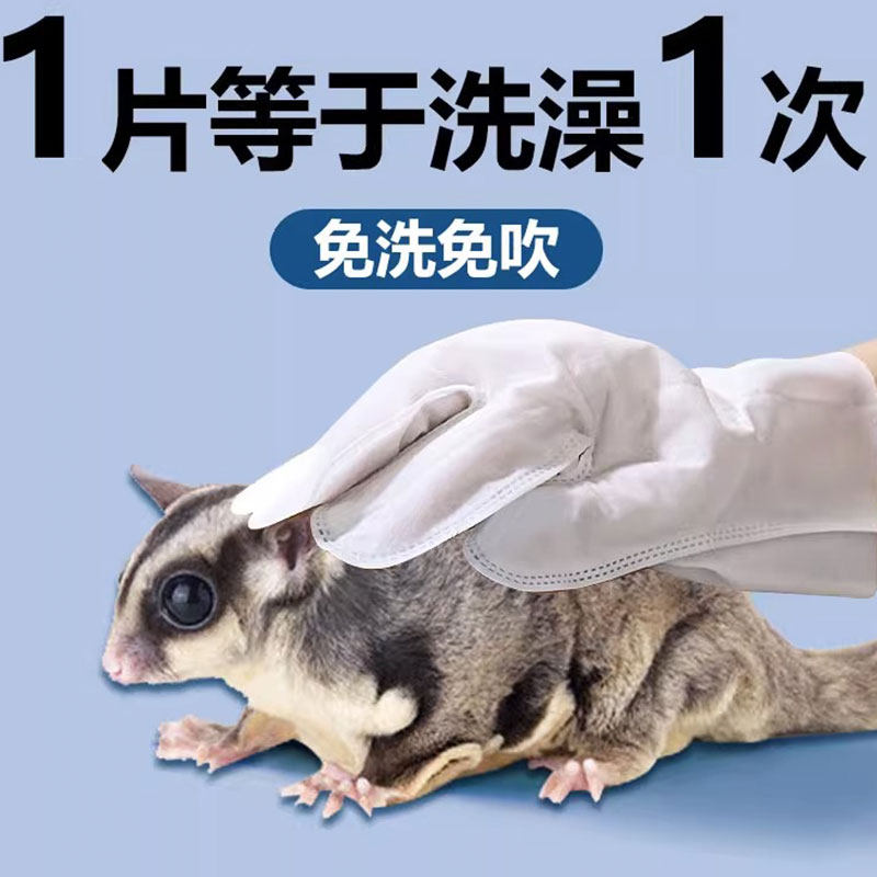 宠物免洗手套蜜袋鼯仓鼠金丝熊兔子洗澡清洁用品干洗除臭擦拭身体