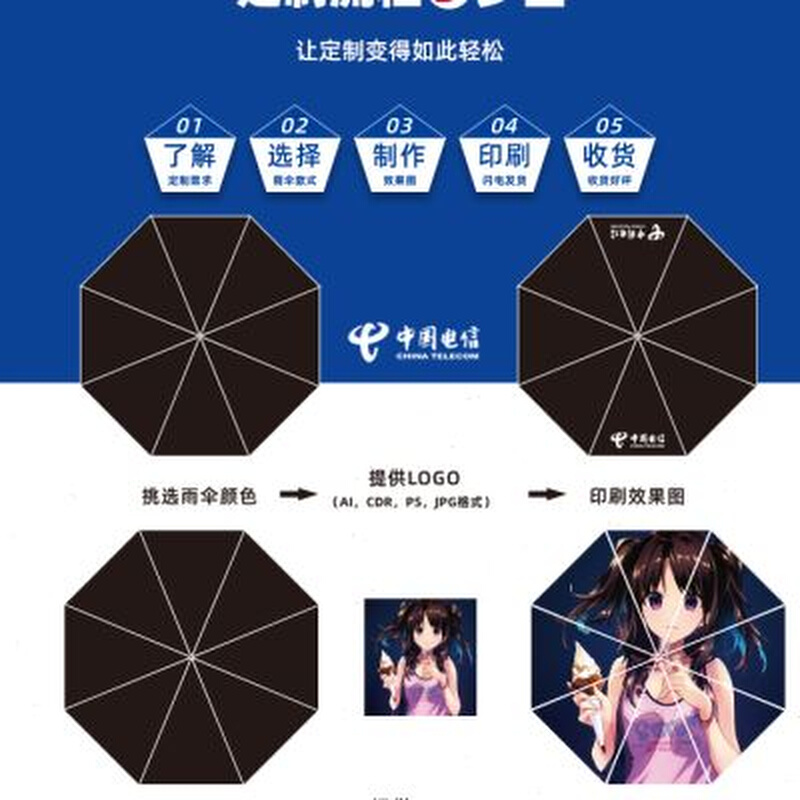 雨伞定制印logo图案广告伞印字定做晴雨折叠礼品伞长柄加固直杆伞