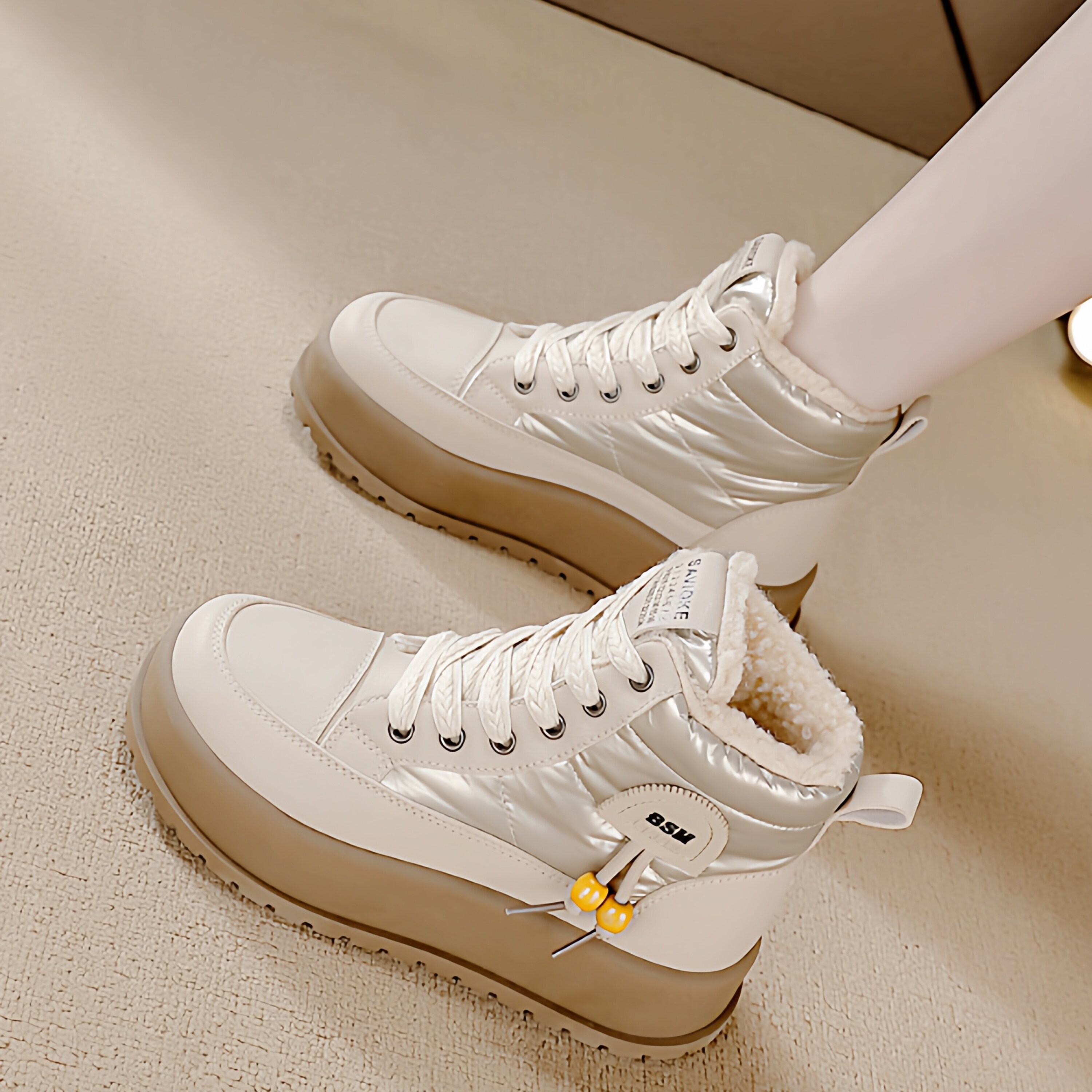 厚底增高羊羔毛棉鞋女款2025冬季新款防滑加绒保暖短靴时尚雪地靴,女鞋,时尚雪地靴,淘宝优惠券,粉丝福利购,淘宝优惠卷