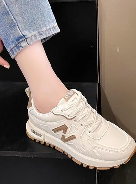 34小码真皮运动鞋女2025春秋新款轻便防滑软底跑步鞋百搭休闲女鞋