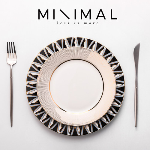 北欧轻奢深盘家用骨瓷盘子碟子餐具刀叉套装平盘欧式西餐牛排餐盘