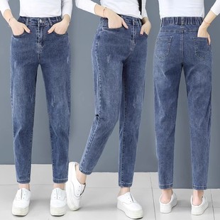 高腰复古宽松直筒萝卜老爹裤 2025年新款 子女春秋 女秋季 哈伦牛仔裤