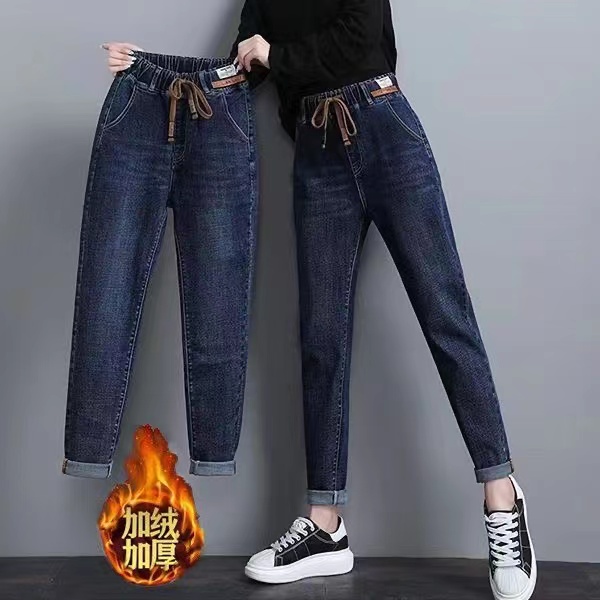 大码显瘦裤子胖mm潮松紧腰牛仔裤女2025年新款春秋款哈伦老爹女裤