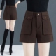 短裤 打底阔腿裤 女外穿2025秋冬新款 毛呢加厚宽松高腰显瘦a字靴裤