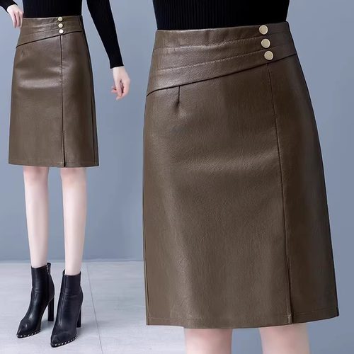 高腰皮裙半身裙女2025新款秋冬季a字裙包臀裙中长款一步裙短裙子