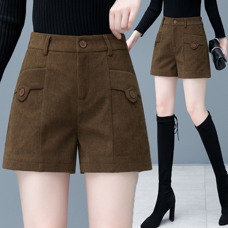 宽松a字阔腿显瘦条绒外穿靴裤子