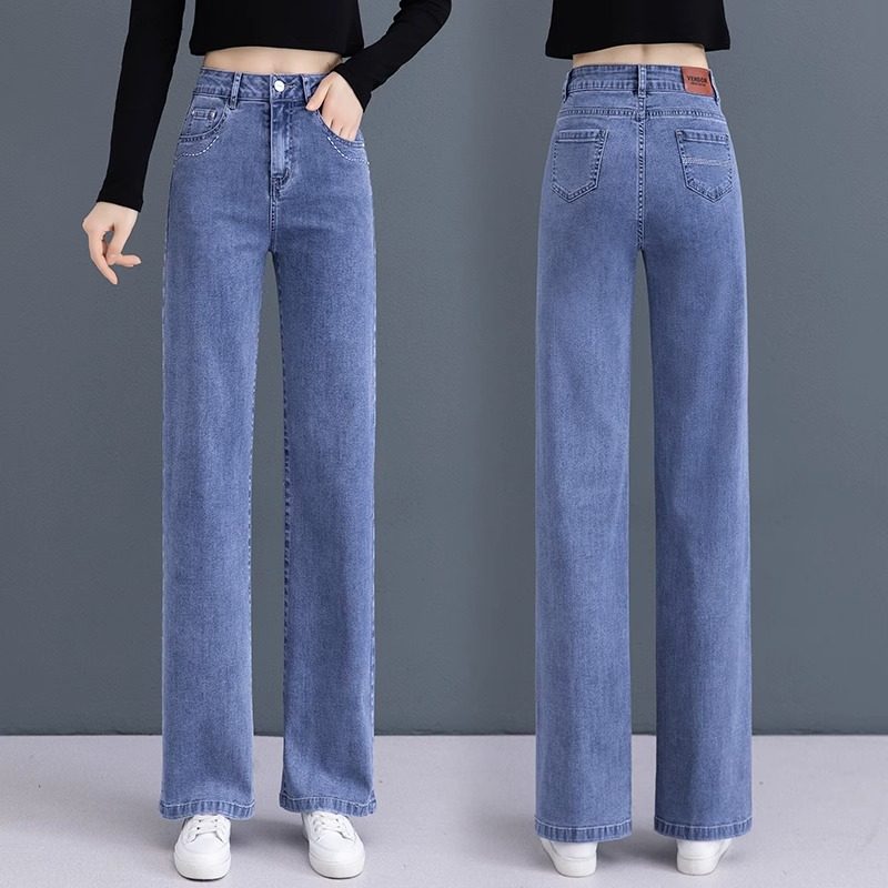 软牛仔薄款阔腿裤女2025春秋新款宽松显瘦垂感百搭秋季休闲直筒裤,女装/女士精品,牛仔裤,淘宝优惠券,粉丝福利购,淘宝优惠卷