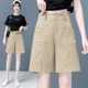 女夏季 中裤 薄款 休闲短裤 2025新款 a字高腰宽松工装 百搭阔腿5五分裤