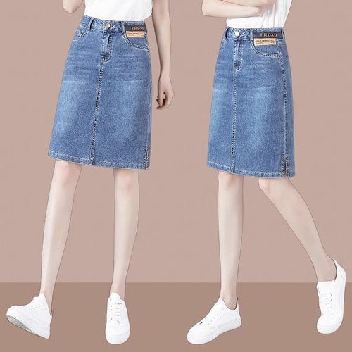 高腰牛仔半身裙女中长款夏季