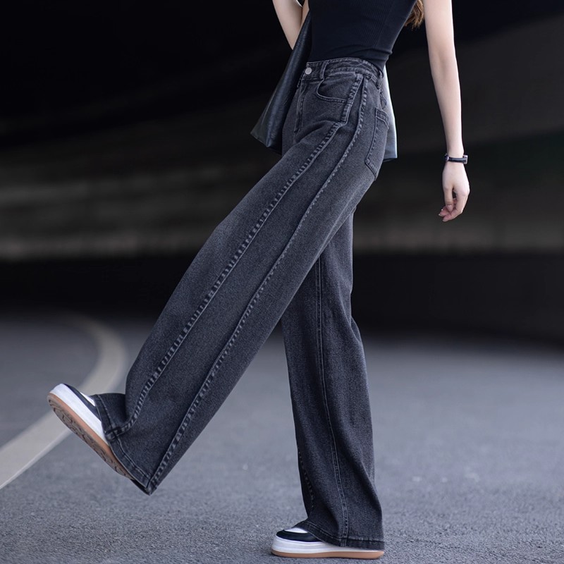 美式牛仔裤女2025新款冬季裤子女款宽松显瘦直筒裤复古弯刀阔腿裤