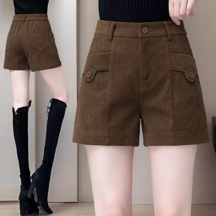 秋冬季 女2025新款 灯芯绒裤 子高腰外穿靴裤 配靴子 打底a字裤 短裤