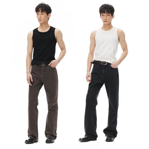 Laid back loom * 49 土耳其进口水洗黑/套染藕紫直筒微喇牛仔裤