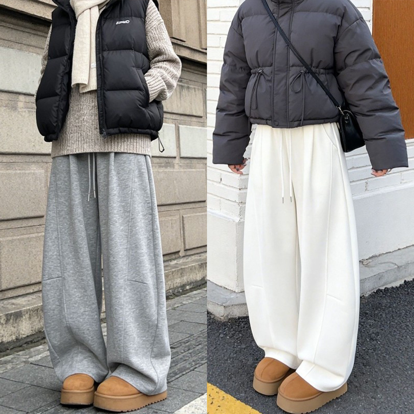 白色弯刀阔腿裤女2026新款秋休闲裤