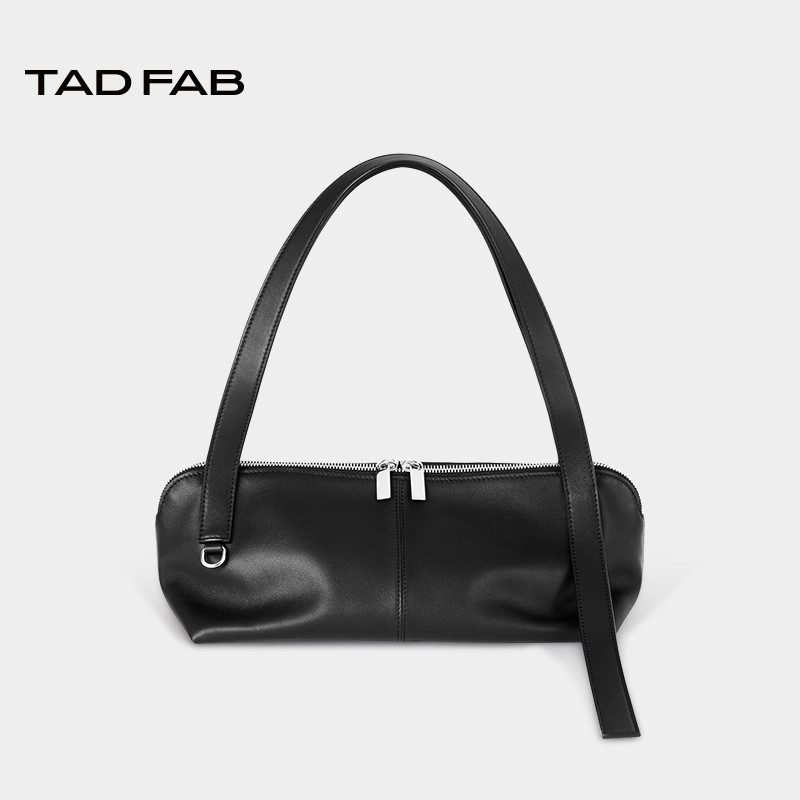 TADFAB柔软牛皮革拉链托特包