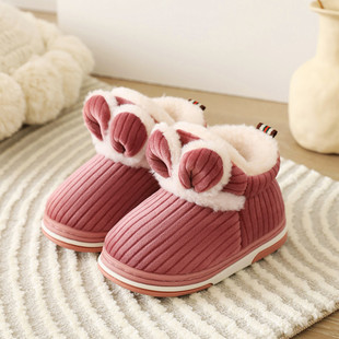 回力冬季儿童棉拖鞋包跟加厚保暖厚底卡通新款中大童男童女童宝宝