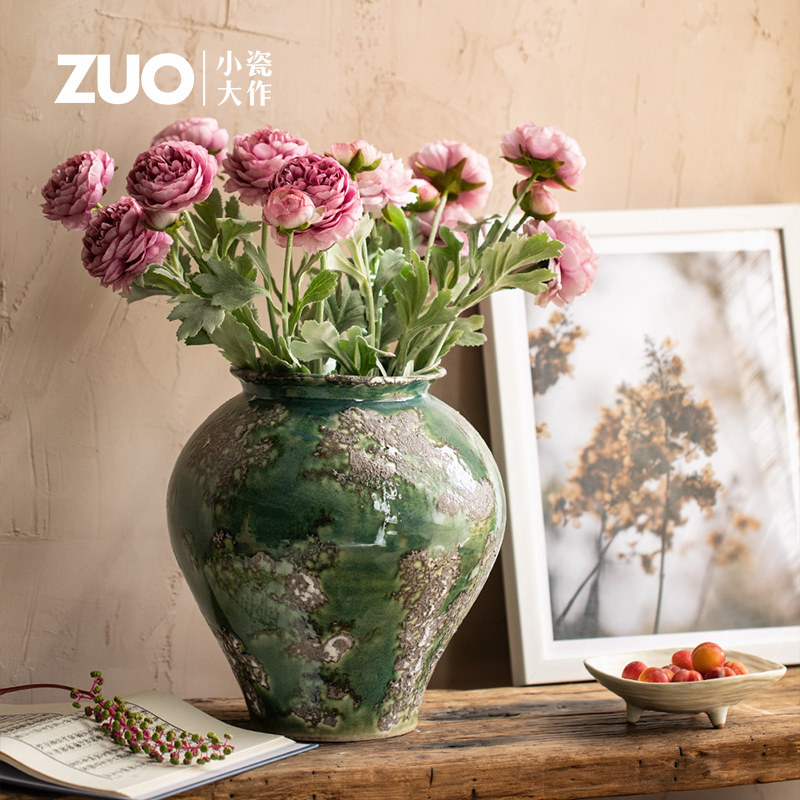 景德镇新中式陶瓷花瓶轻奢高级感花器客厅居家插花摆件装饰复古罐