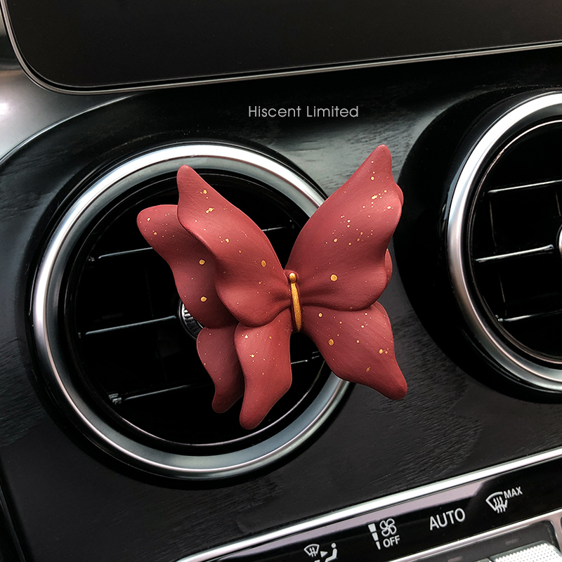 高级感复古红蝴蝶车载香薰出风口