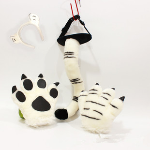 动物园老虎尾巴狮子发箍恐龙毛绒玩具长颈鹿手套狮子爪子儿童道具