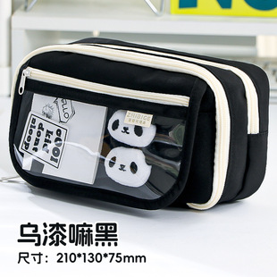 简约风新款女孩便携式学生初中生笔袋女生高颜值韩系超大盒子收纳