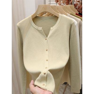 设计感V领针织长袖开衫女秋季薄款修身显瘦别致小众打底衫上衣