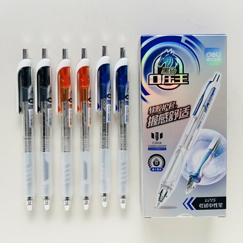 得力V215考场战神黑马0压王速干按动考试中性笔0.5mm双珠ST头(黑)