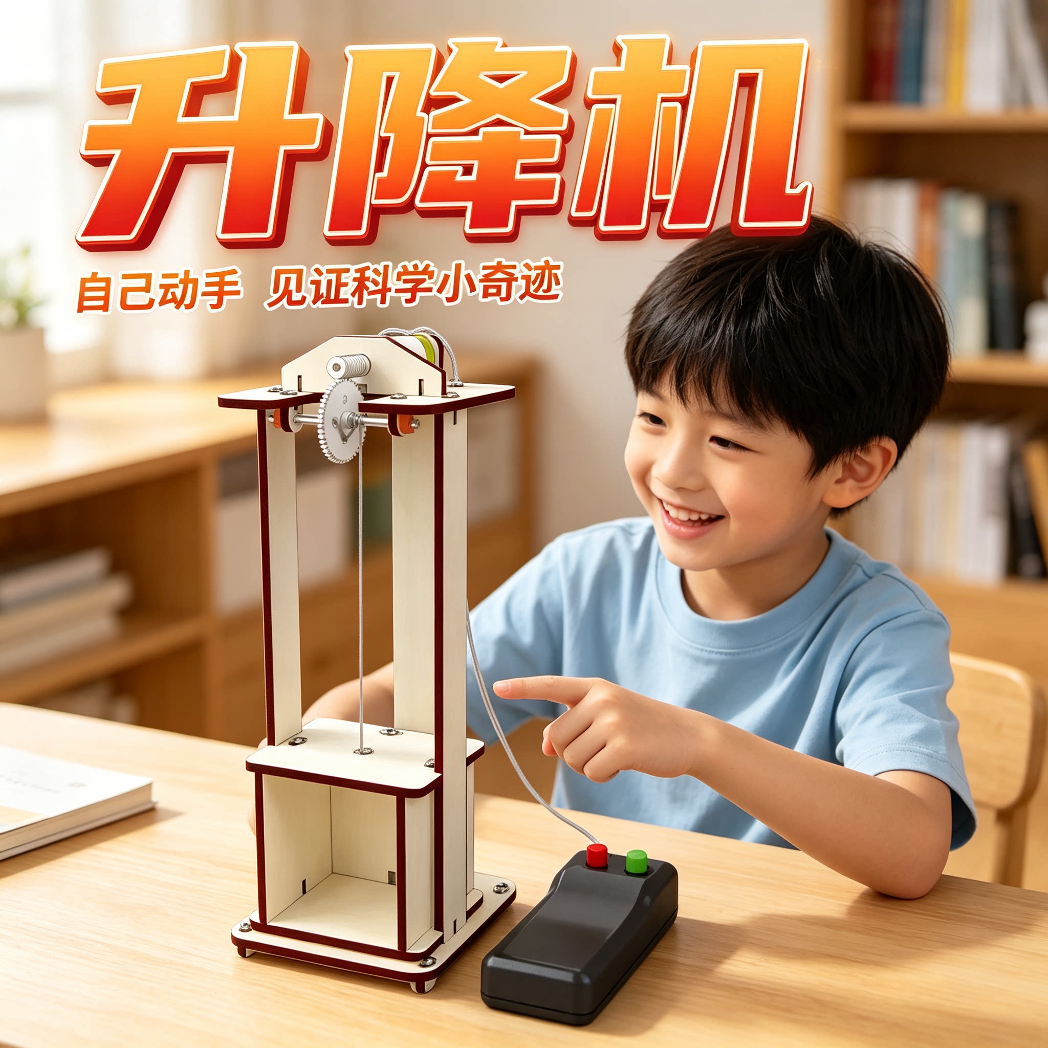 科学实验学生科技小制作升降机