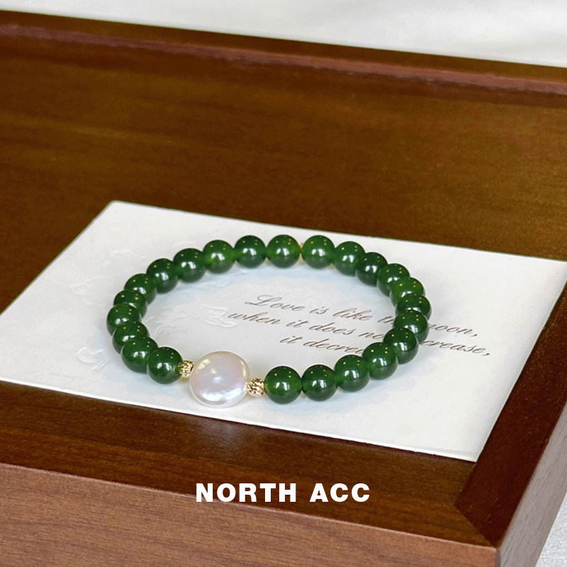 NORTHACC新中式绿玛瑙天然珍珠手串珠夏女小众设计轻奢高级感手链