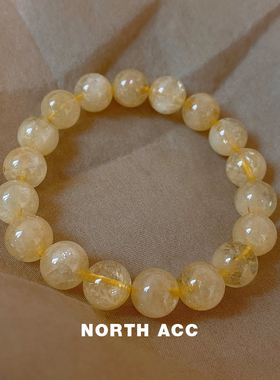 NORTHACC新中式金发晶手链黄水晶手串女弹力可调节发丝复古水晶