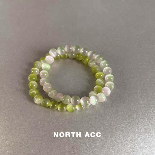 NORTHACC新中式复古猫眼石手串清新显白冷门青柠闺蜜小众叠戴手链