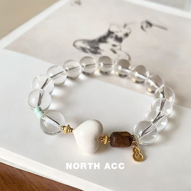 NORTHACC新中式天然白水晶手串女猛犸象牙沉香小众设计高级感手串