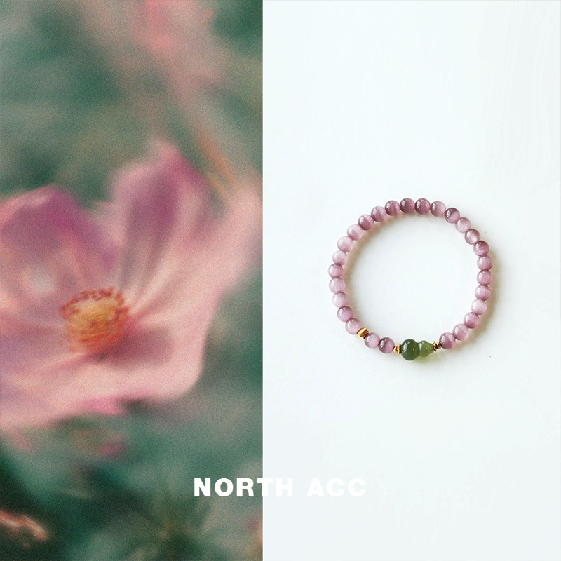 NORTHACC新中式复古天然紫猫眼石手串女和田玉葫芦小众设计高级感