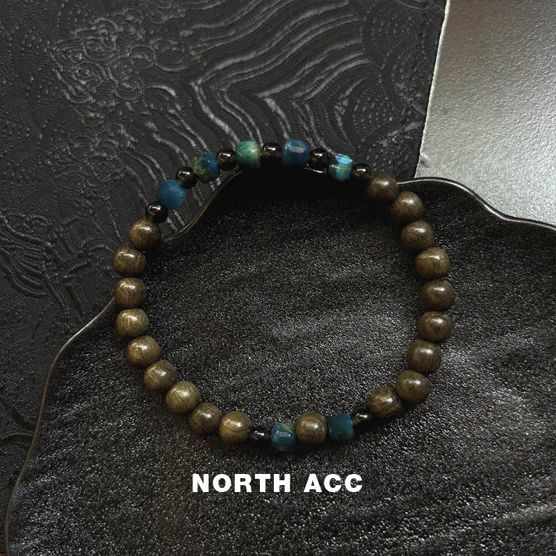 NORTHACC新中式蓝虎眼木质串珠简约复古森系风阴沉木手串饰品