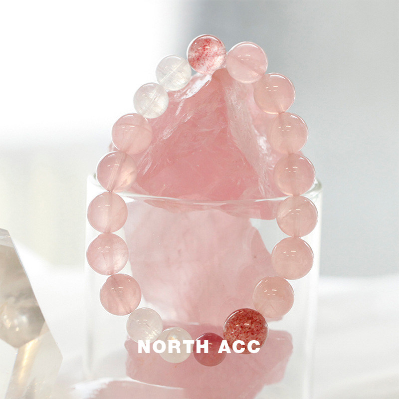 NORTHACC 新中式天然水晶手链马达加斯加粉晶草莓晶碧玺转运手串