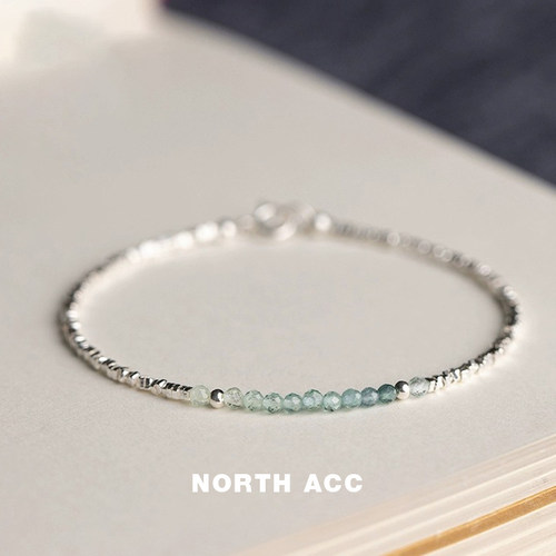 NORTHACC新中式细款碎银子海蓝宝手链女简约叠戴手饰轻奢小众精致