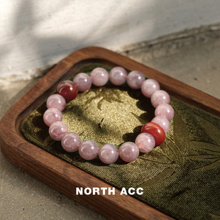 NORTHACC新中式复古天然老矿紫马粉水晶手链小众设计高级南红玛瑙