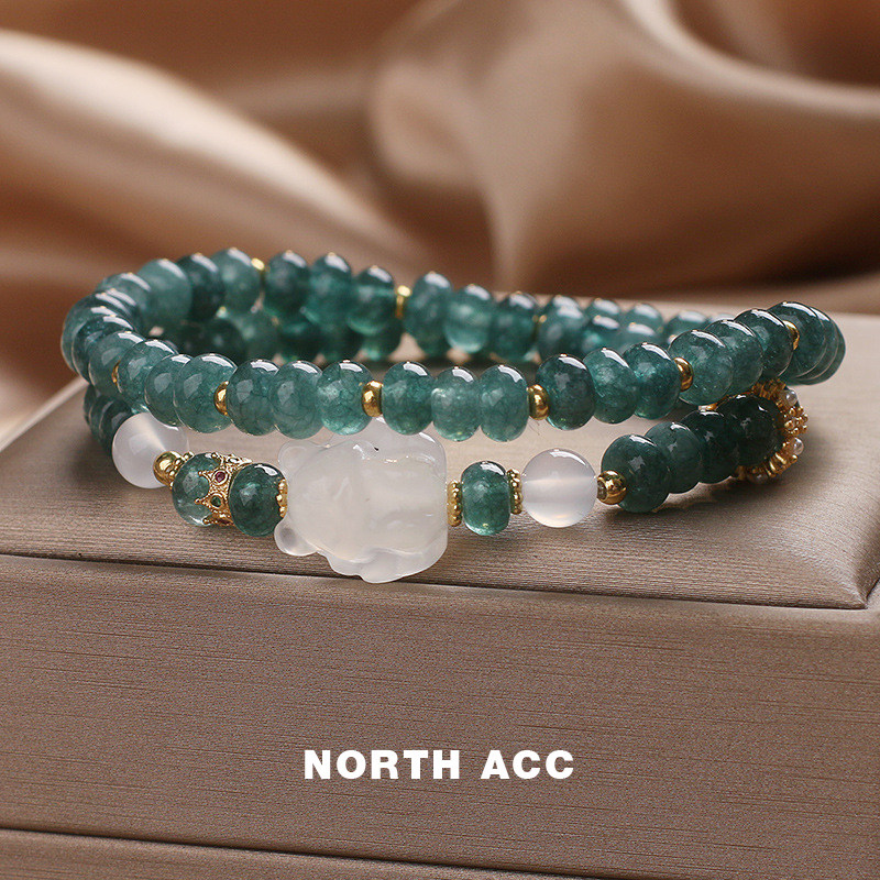 NORTHACC新中式复古小众蓝水翡翠串珠手链女转运锦鲤手串手饰