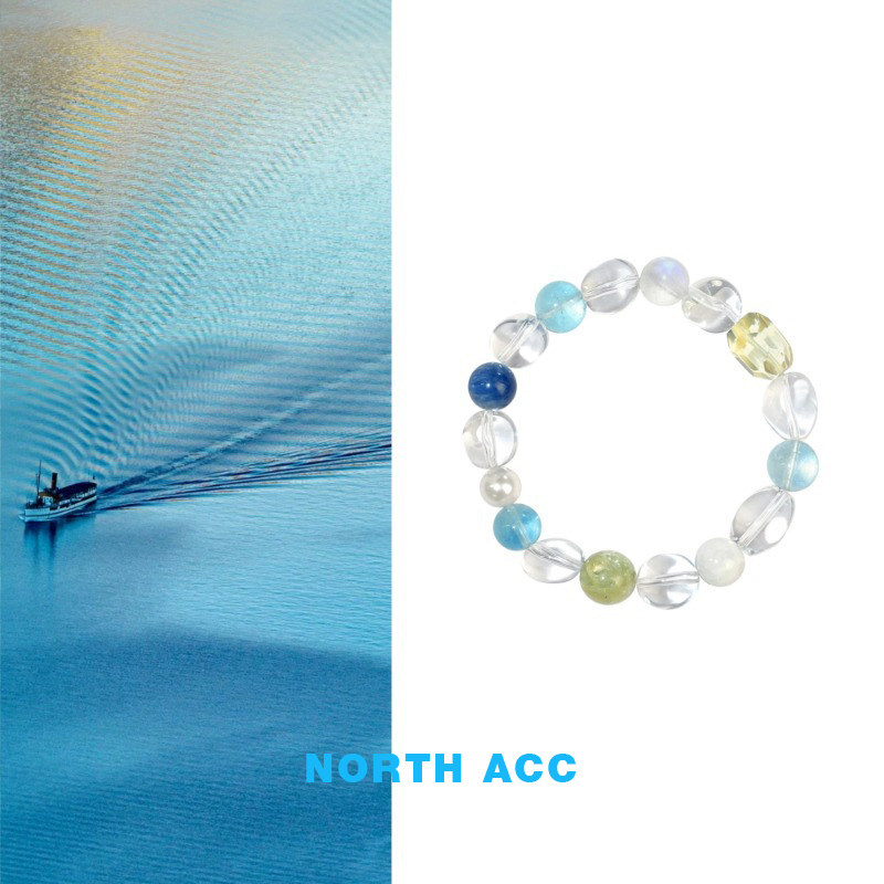 NORTHACC新中式天然高净体白水晶手串设计高级感海蓝宝手链礼物