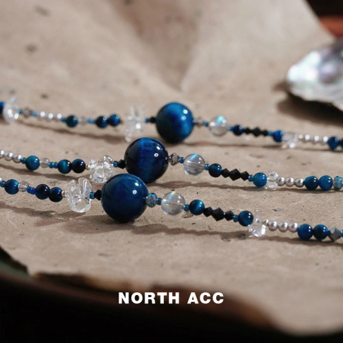 NORTHACC新中式天然虎眼石灰月光石白水晶项链小众设计高级感颈链
