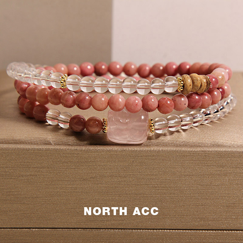NORTHACC新中式小清新红纹石多圈手链女轻奢小众招财貔貅水晶手串