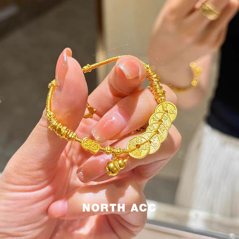 NORTHACC新中式轻奢风金色五帝钱币手链复古高级感百搭文艺风手饰